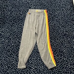 Aviator Nation | 5 STRIPE SWEATPANTS | Heather/Neon Stripe